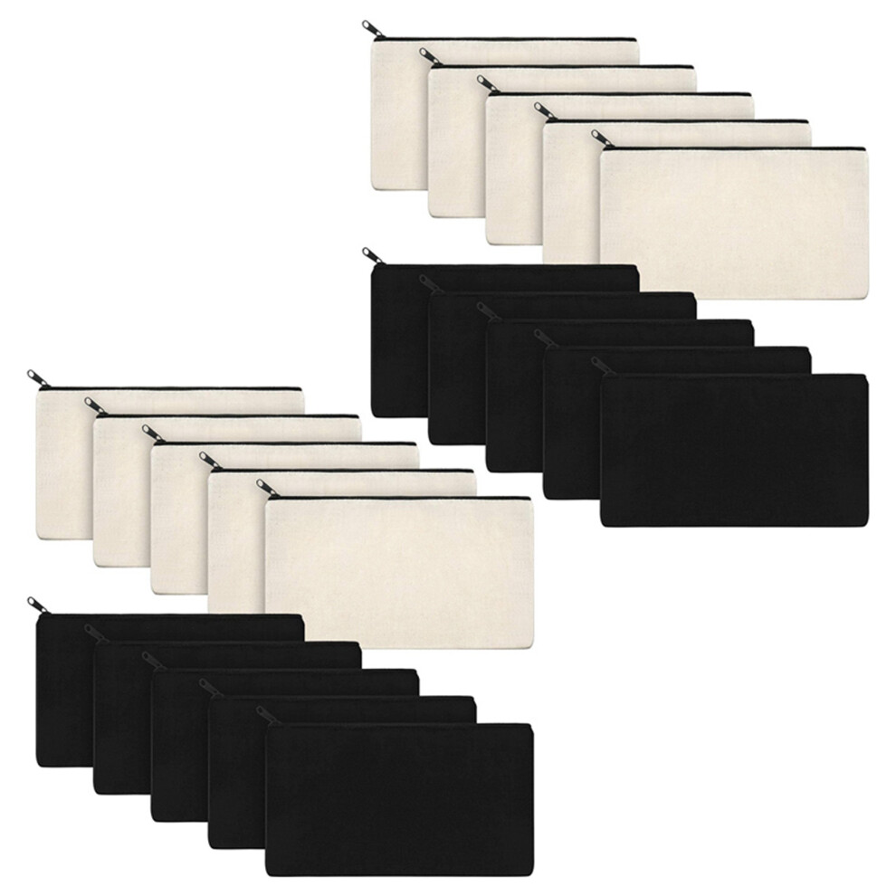 20Pcs Canvas Makeup Bags Canvas Zipper Pouch Bags Pencil Case Pouch