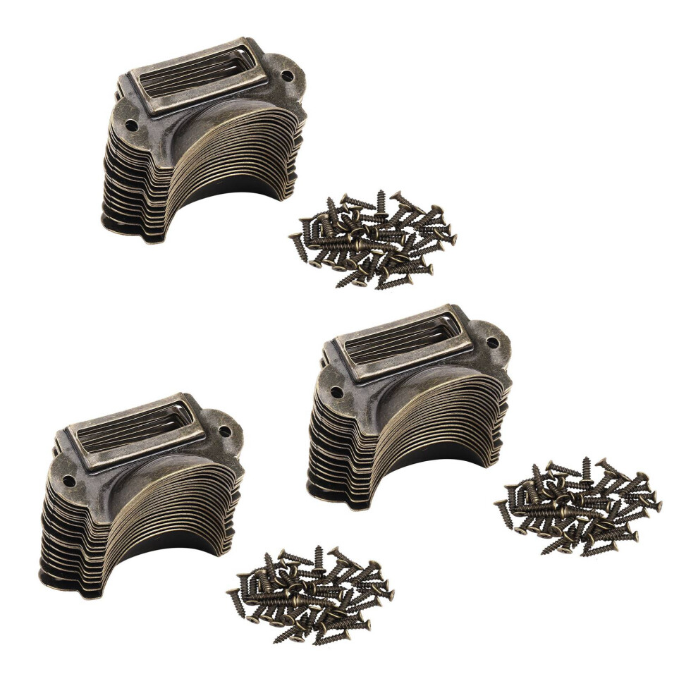 20Pcs File Cabinet Handles Label Holder Antique Bronze Drawer Frame 4713272656320