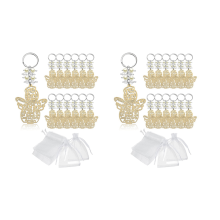 20Pcs Baptism Angel Key Ring Baptism Wood Keychain for Boy or Girl