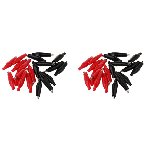20Pcs Black Red Soft Plastic Coated Testing Probe Alligator Test Clip