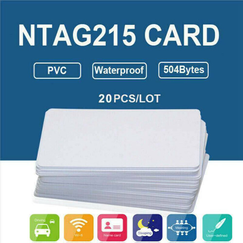 20x NFC Cards White Blank for NTAG215 PVC Tags 504 Bytes Chip Sticker 1