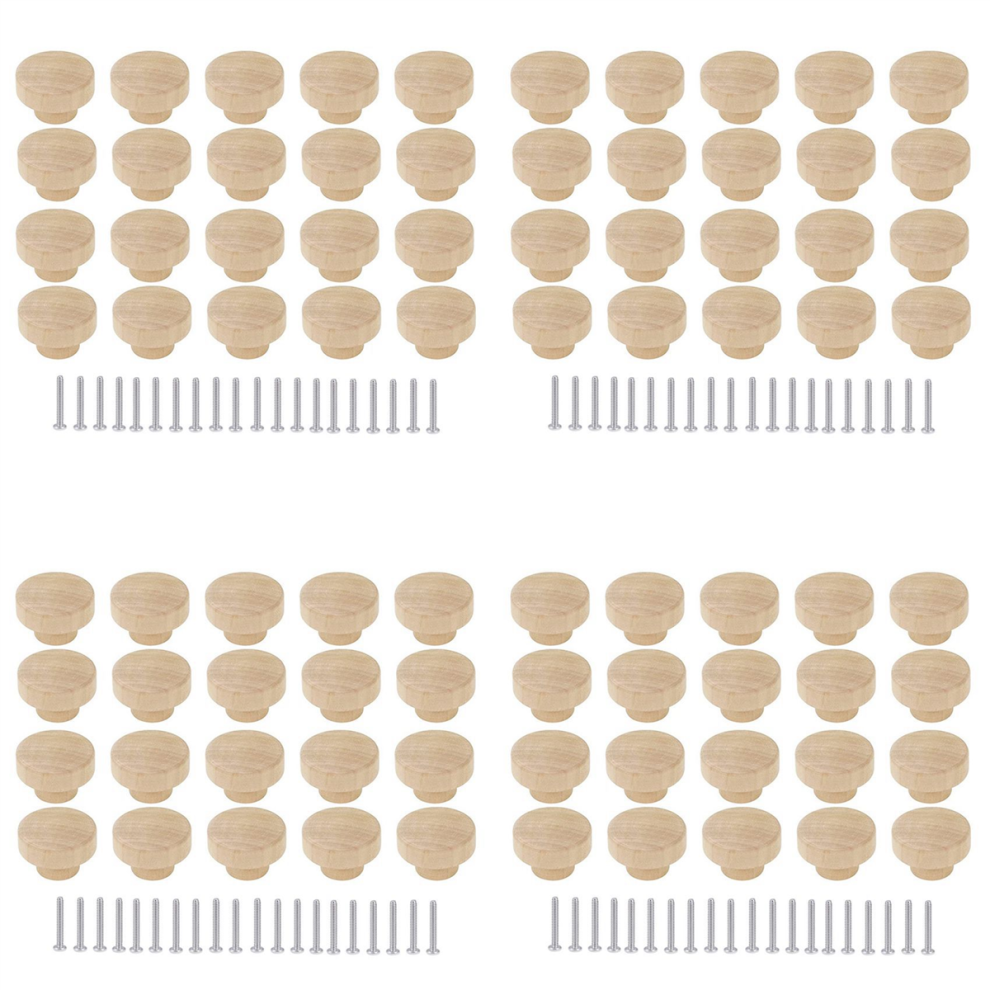 20Pcs Round Unfinished Wood Drawer Knobs 35Mm Dia Wood Pulls 4713272659482