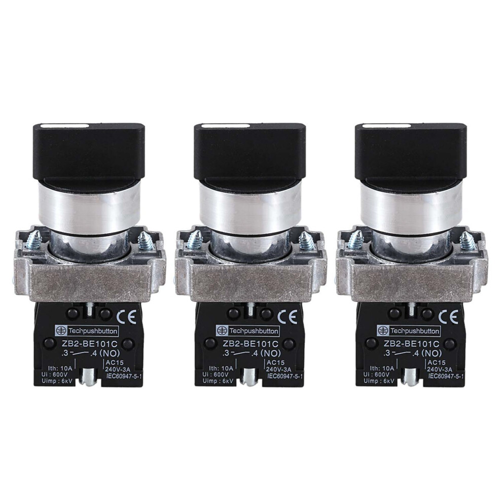 22Mm Latching 2 No 3-Position Rotary Select Switch Zb2-Be101c Black 4713272625623