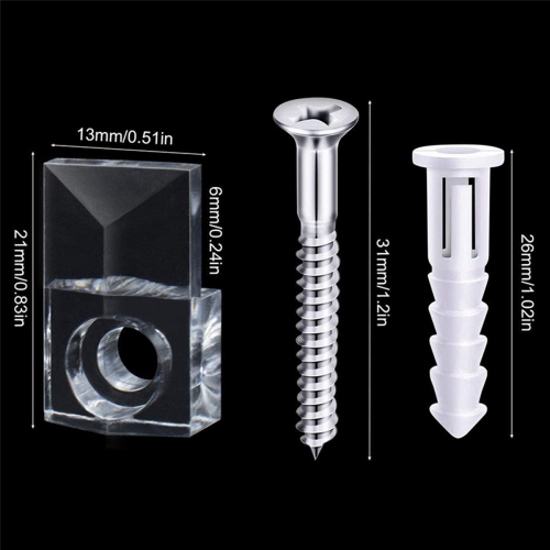 22 Sets Mirror Holder Clips Kit Crystal Clear Plastic Glass Retainer 1