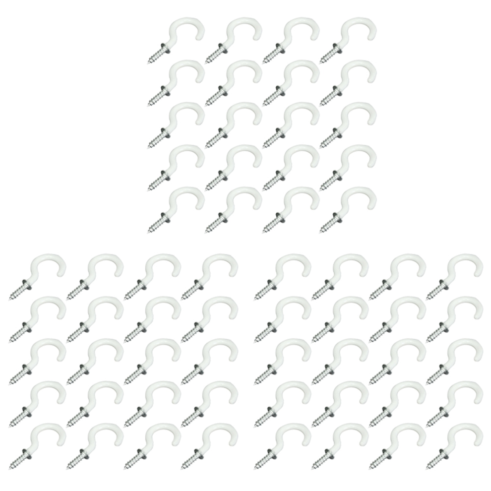 20X Pvc Coated Stainless Steel Screw In Cup Hooks Ring Hanger Tool S 4713272623230
