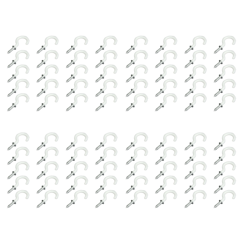 20X Pvc Coated Stainless Steel Screw In Cup Hooks Ring Hanger Tool S 4713272623223