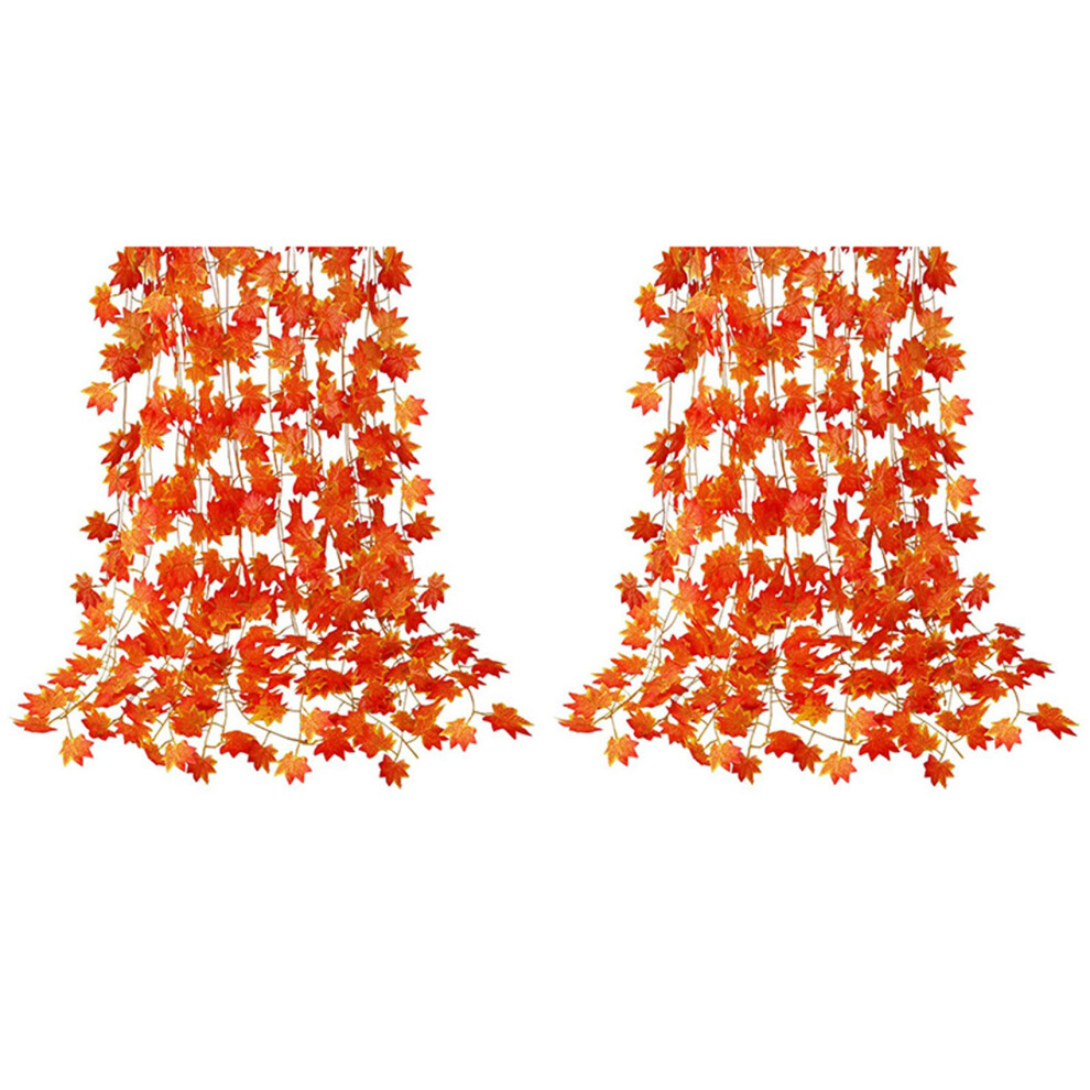 24 Packs of Artificial Autumn Leaves Garland Hanging Vine for Wedding