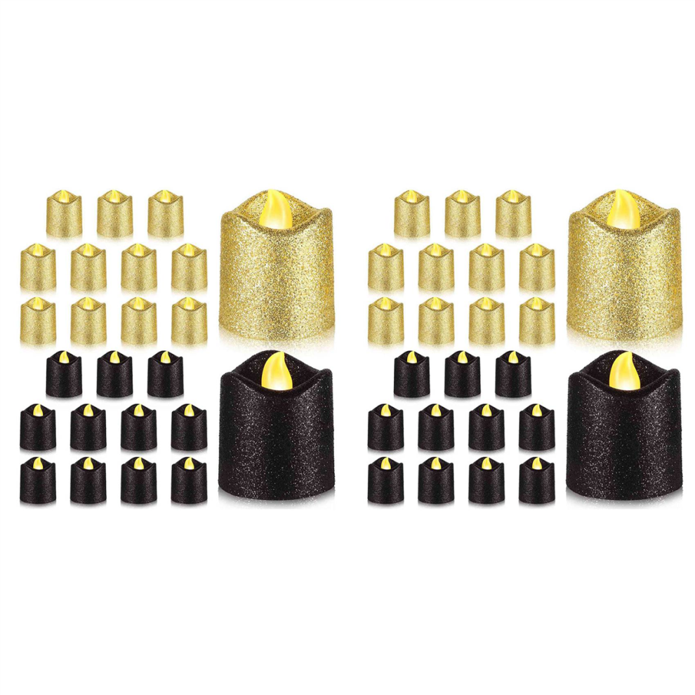 24 Packs Gold Flameless Votive Candles Black Glitter LED Tealights-image-OPC-PJ2X2PN-NEW