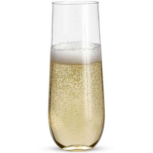 24 Stemless Plastic Champagne Flutes - 9 Oz Champagne Glasses Clear 2