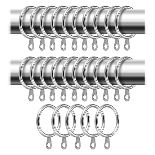 24 Pack Metal Curtain Rings, 30mm Internal Diameter Eyelets, Silver 1