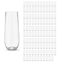 24 Stemless Plastic Champagne Flutes - 9 Oz Champagne Glasses Clear