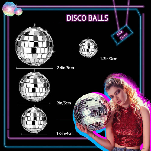24 Pcs Mirror Disco Ball Hanging, Glass Disco Ball Decor 1