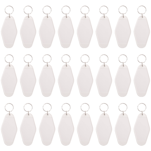 24 Pcs Motel Keychain DIY Blank Hotel Keychains Sublimation (White) 2