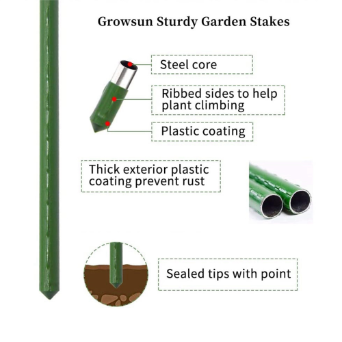 25 Pack Garden Stakes Metal Plastic Coated for ,Trees 40cm 1