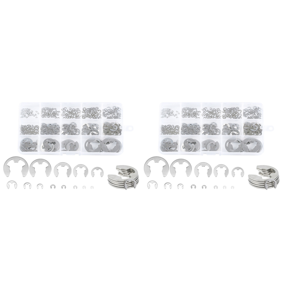 290Pc E Clip Circlip Washer Assortment Kit Stainless Steel 1.2-15 mm-image-OPC-PJ2X77K-NEW