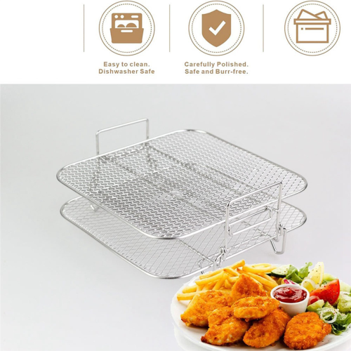 2-Layers Air Fryer Rack Stackable Grid Grilling Rack Stainless Steel 2