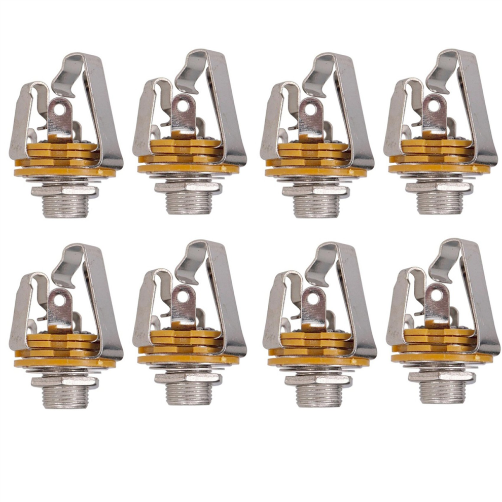 2Pcs 1/4 Inch 6.35Mm Stereo Input Jack For Electric Guitar Bass Silver 4713272641951