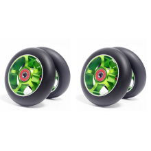 2Pcs 100mm Scooter Wheels with Bearings Aluminum Scooter Parts,Green