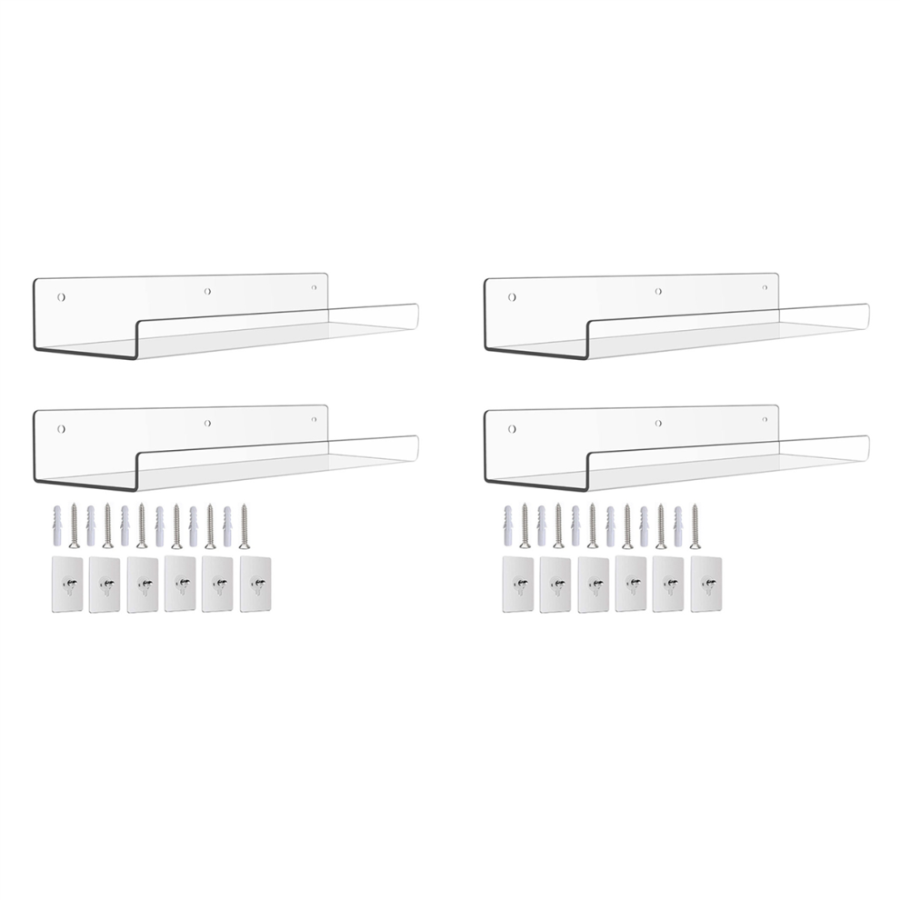 2Pack Acrylic Shelves For Wall Storage, 15Inch Floating Bookshelves 4713272639194