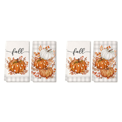 2PCS Fall Kitchen Towels Set of 2, Autumn Dish Towel Drying Dishcloth