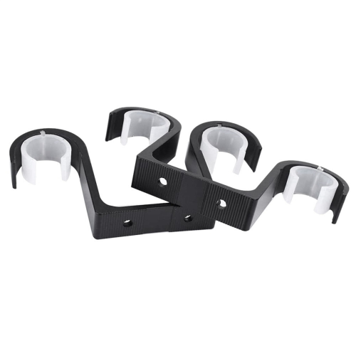 2Pcs Double Curtain Rod Ceiling Mount Supports Aluminum Alloy Black 1
