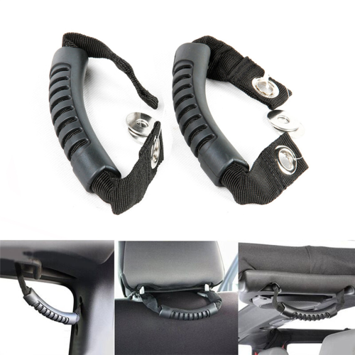 2Pcs Grab Handles Black Rear Seat Grab Padded Roll Bars for 2