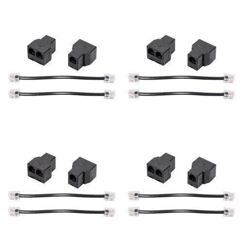2PCS RJ11 Telephone Cable Splitter 6P4C 2 Ports Splitter Adapter