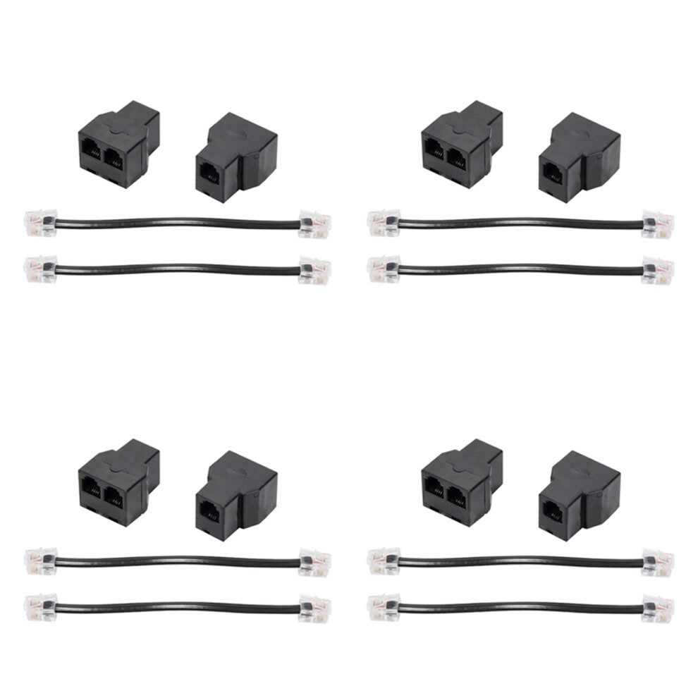 2PCS RJ11 Telephone Cable Splitter 6P4C 2 Ports Splitter Adapter
