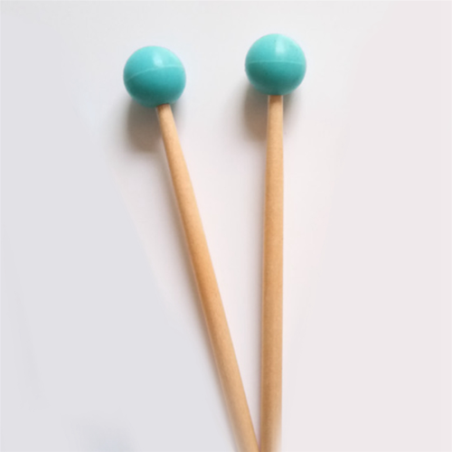 2Pcs Soft Rubber Head Sticks Wood Handle Bell Mallets Green 2