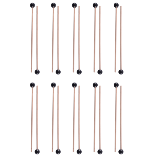 2Pcs Soft Rubber Head Sticks Wood Handle Bell Mallets Black