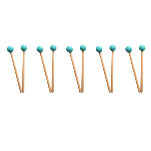 2Pcs Soft Rubber Head Sticks Wood Handle Bell Mallets Green