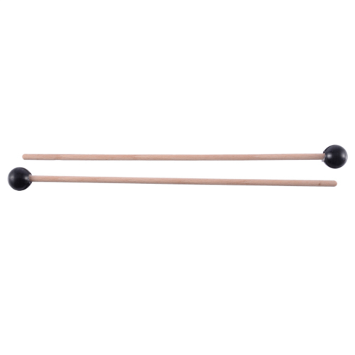 2Pcs Soft Rubber Head Sticks Wood Handle Bell Mallets Black 1