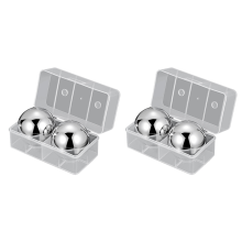 2Pcs Stainless Steel Cubes Quick-freeze Balls Whiskey Round Utensils
