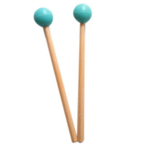 2Pcs Soft Rubber Head Sticks Wood Handle Bell Mallets Green 1