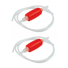 2X 1.9Meter Red Syphon Tube Hand Fuel Pump Gasoline Siphon Hose