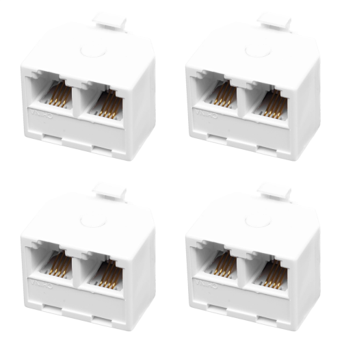 2-Way 6P4C RJ11 Modular Phone Wall Adapter and Splitter