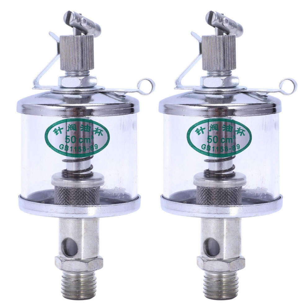 2X 50mL Engine Machine Lubricator Oil Drip Feed Oiler Clear+Silver-image-OPC-PJ2XFXK-NEW