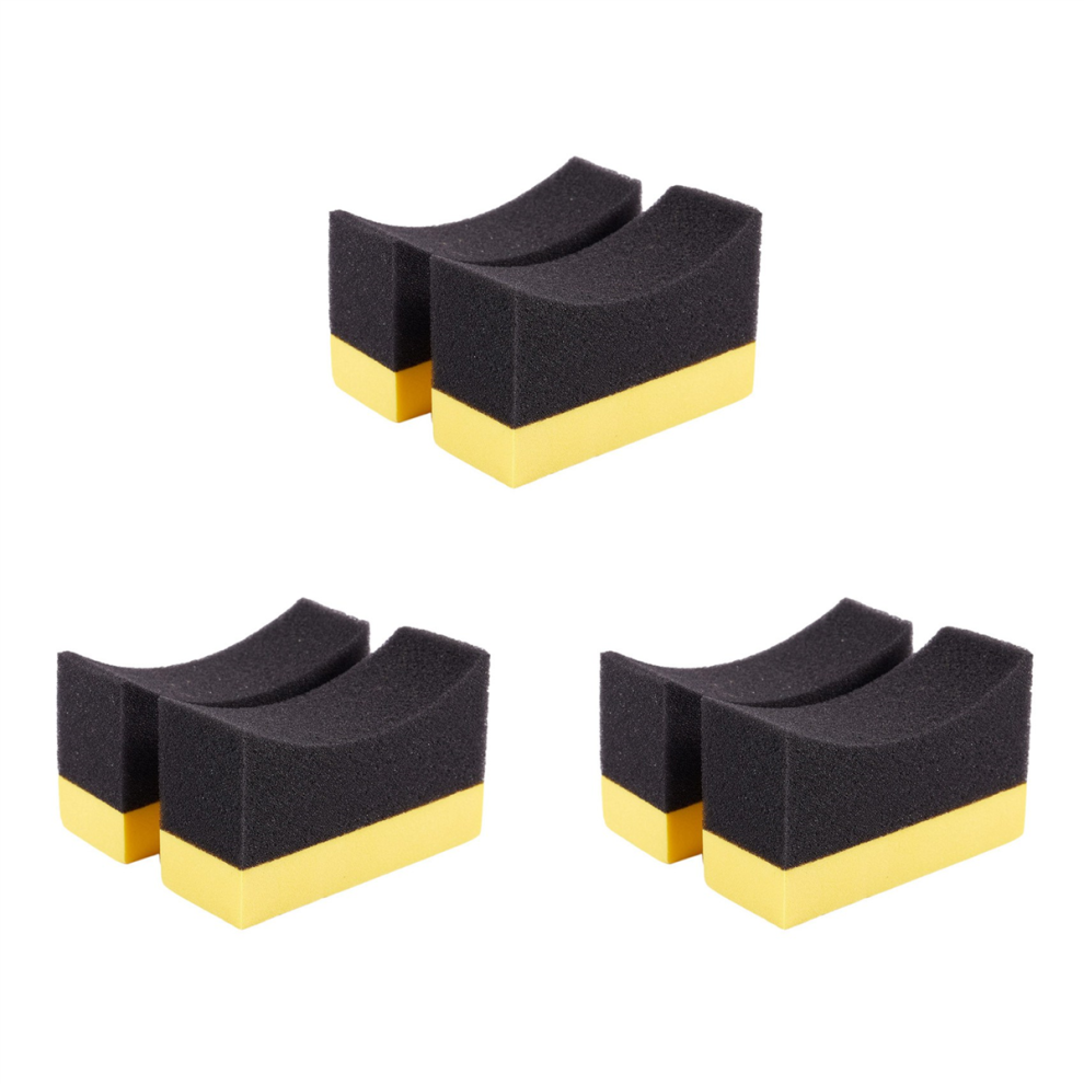 2X Contoured Auto Wheels Brush Sponge Tools For Tire + Yellow/Black 4713239261185