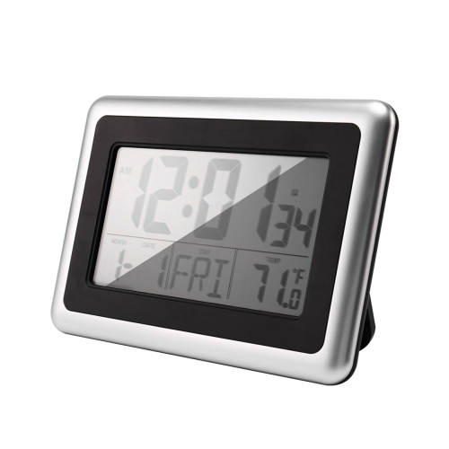 2X Digital Wall Clock Lcd Display Without Back Light (Silver) 1