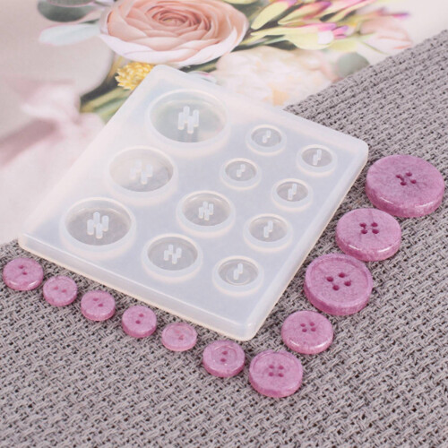 2X DIY Silicone Mold Resin Button Handmade Resin Mold with Hole 2