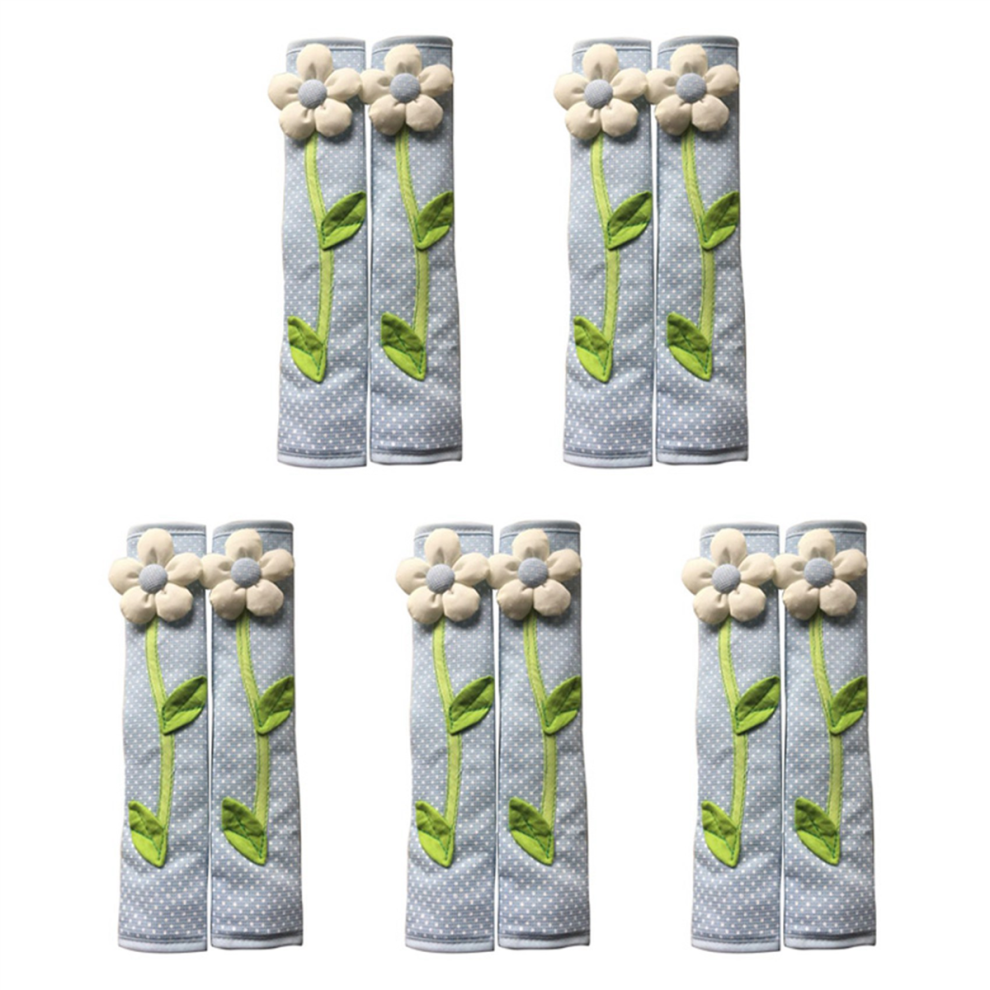2x Flower Polka Dot Door/Refrigerator Handle Cover Gloves Blue-image-OPC-PJ2XJ5M-NEW