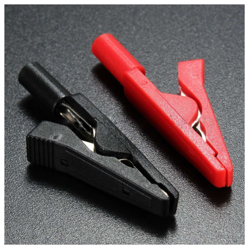 2X Insulated Alligator Clip Connector Clamp Testing Probe Red+Black 2
