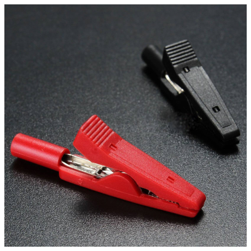 2X Insulated Alligator Clip Connector Clamp Testing Probe Red+Black 1