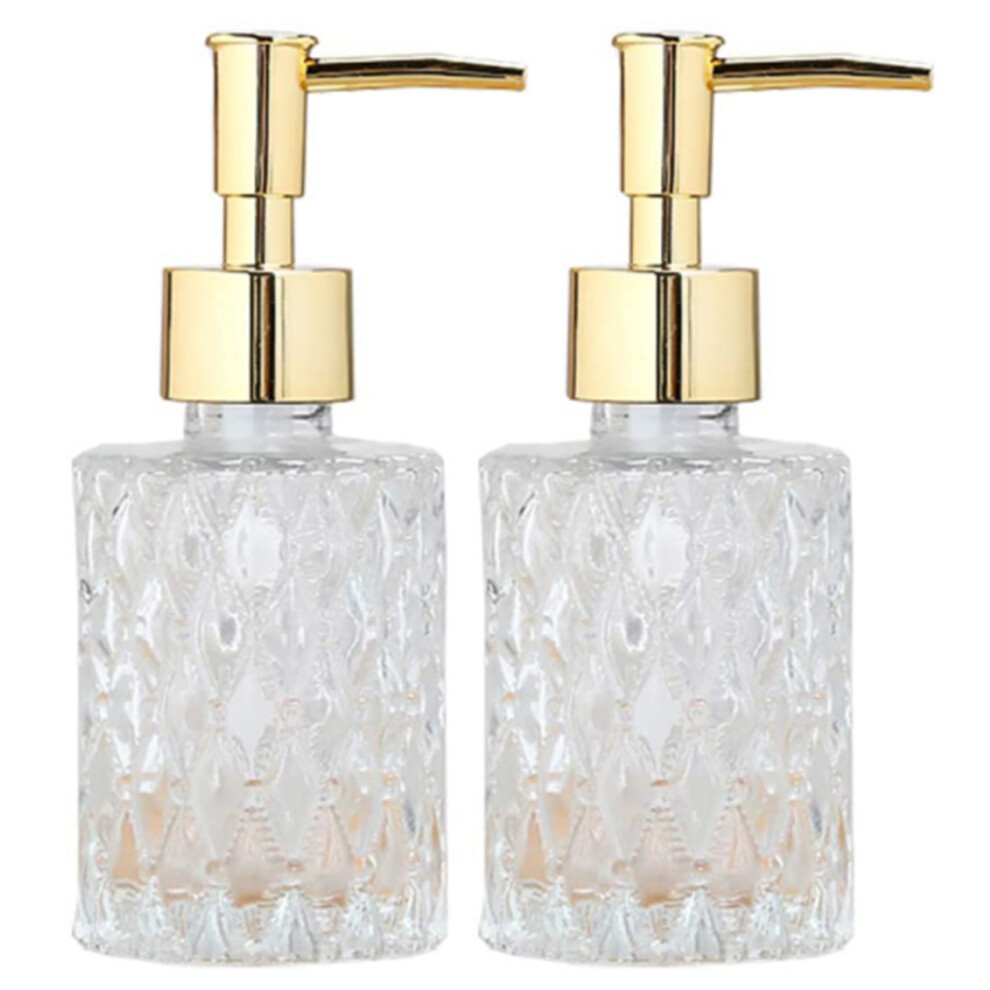 2X Multipurpose Glass Soap Pump Dispenser for Kitchen Bathroom (Gold)