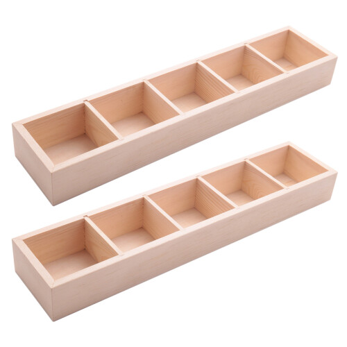 2X Wooden Box Plant Flower Pot 5 Grid