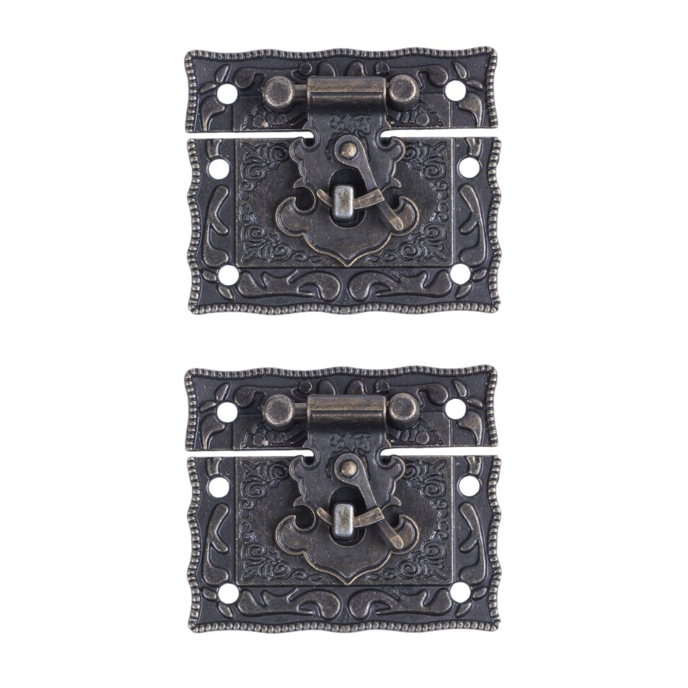 2X Wood Case Chest Box Rectangle Clasp Closure Hasp Bronze Tone 4713239282364