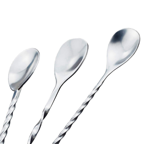 3 Pcs Extra Long Stainless Steel Mixing Spoons Spiral Pattern Bar 2