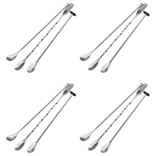 3 Pcs Extra Long Stainless Steel Mixing Spoons Spiral Pattern Bar