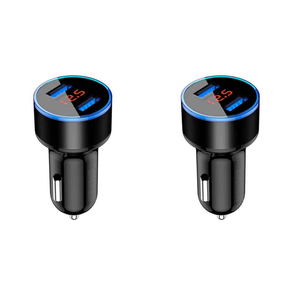 3.1A Dual Usb Car Charger 2 Port Lcd Display 12-24V Fast Quick, Black 4713239210947