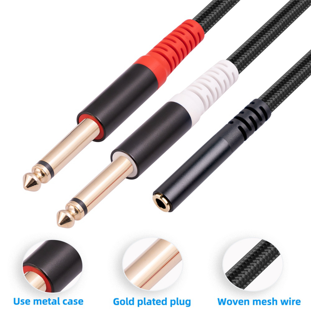 3.5Mm To Dual 6.5Mm Adapter 3.5Mm Audio Aux Cable Double Red/White 4713239213450